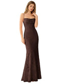 Natasha Truffle Jacquard Lace-Up Mermaid Gown