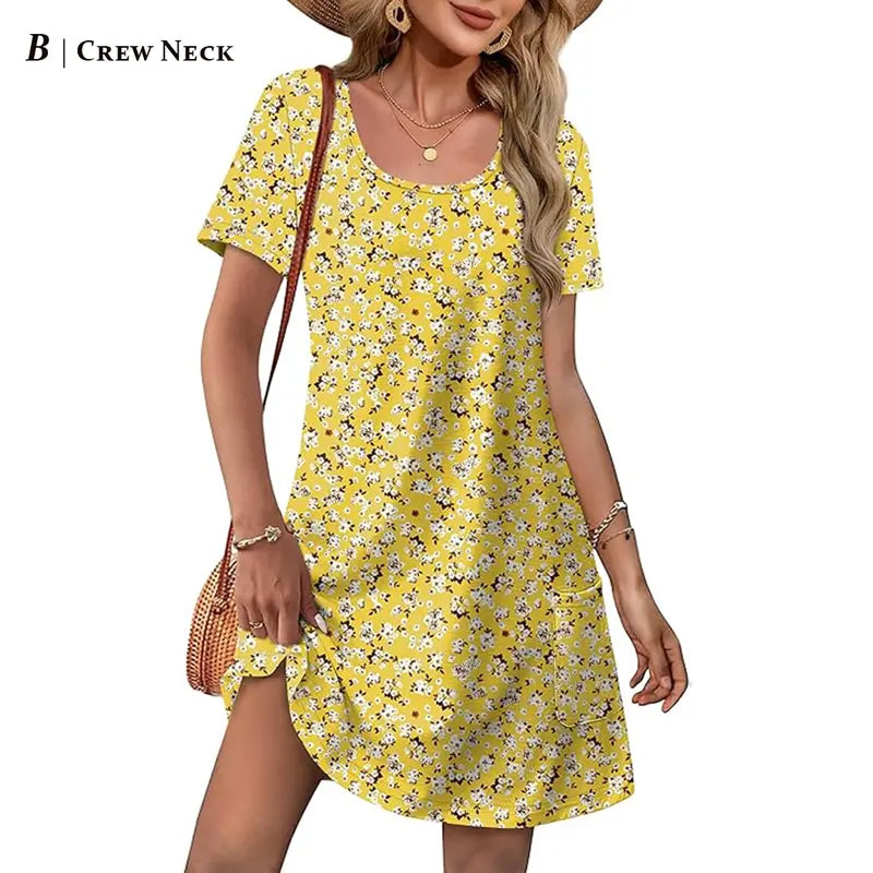 Summer Dress Dresses for Women 2026 Casual Summer V Neck Wedding Guest Dress Short Sleeve Fashion Beach Vacation Clothes