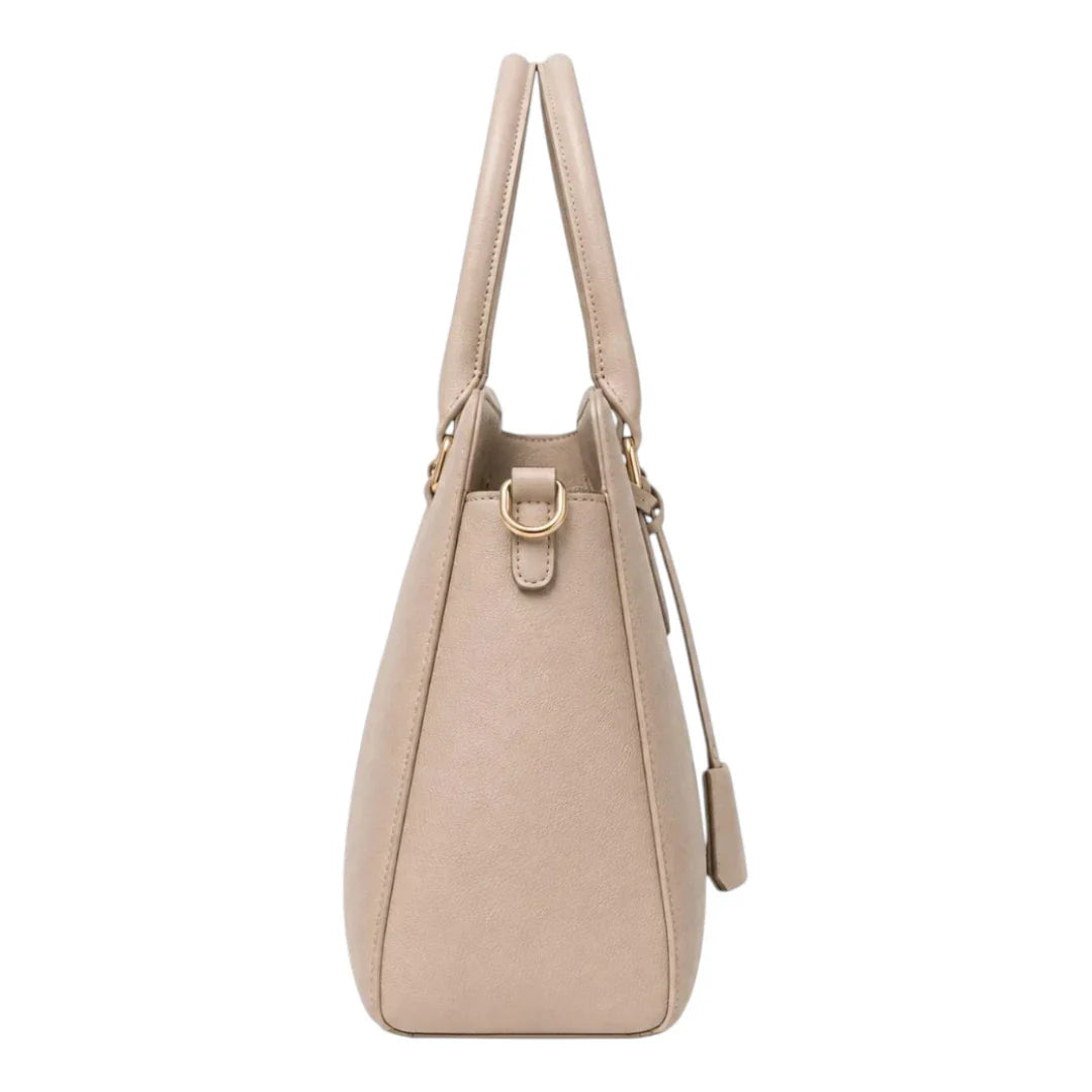 Stylish Beige Leather Tote Handbag