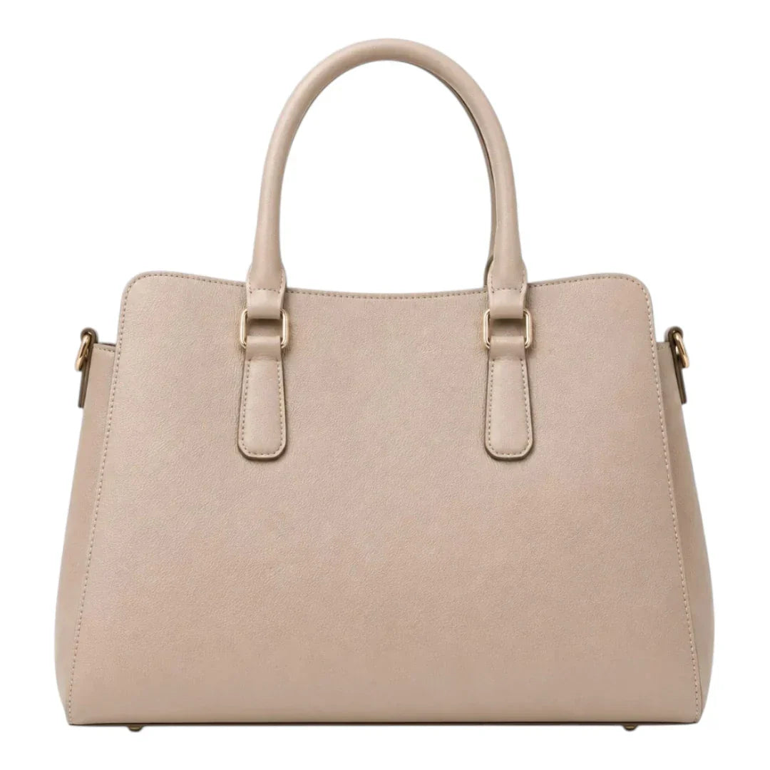 Stylish Beige Leather Tote Handbag