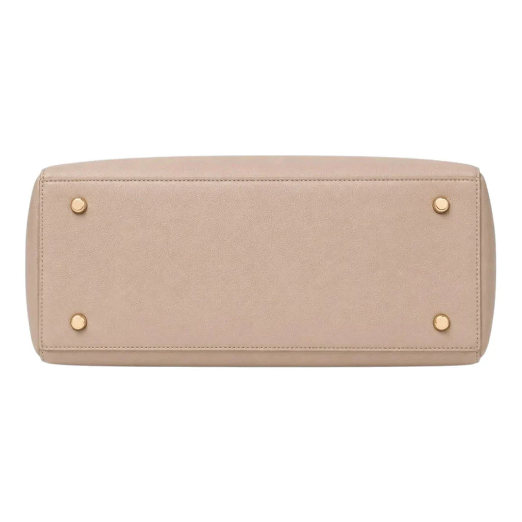 Stylish Beige Leather Tote Handbag