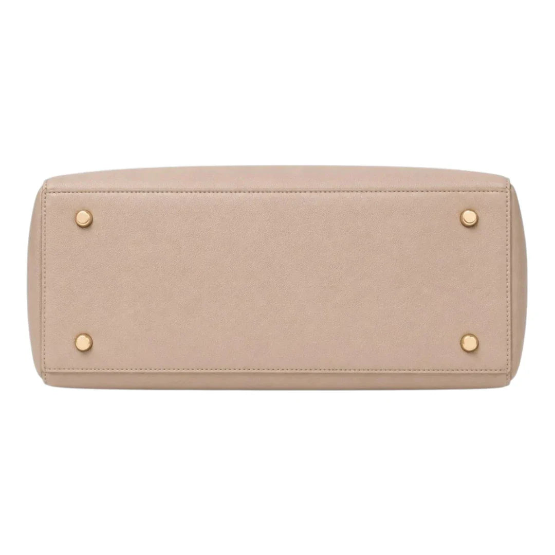 Stylish Beige Leather Tote Handbag