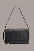 VELVET LEATHER FLAP SHOULDER BAG