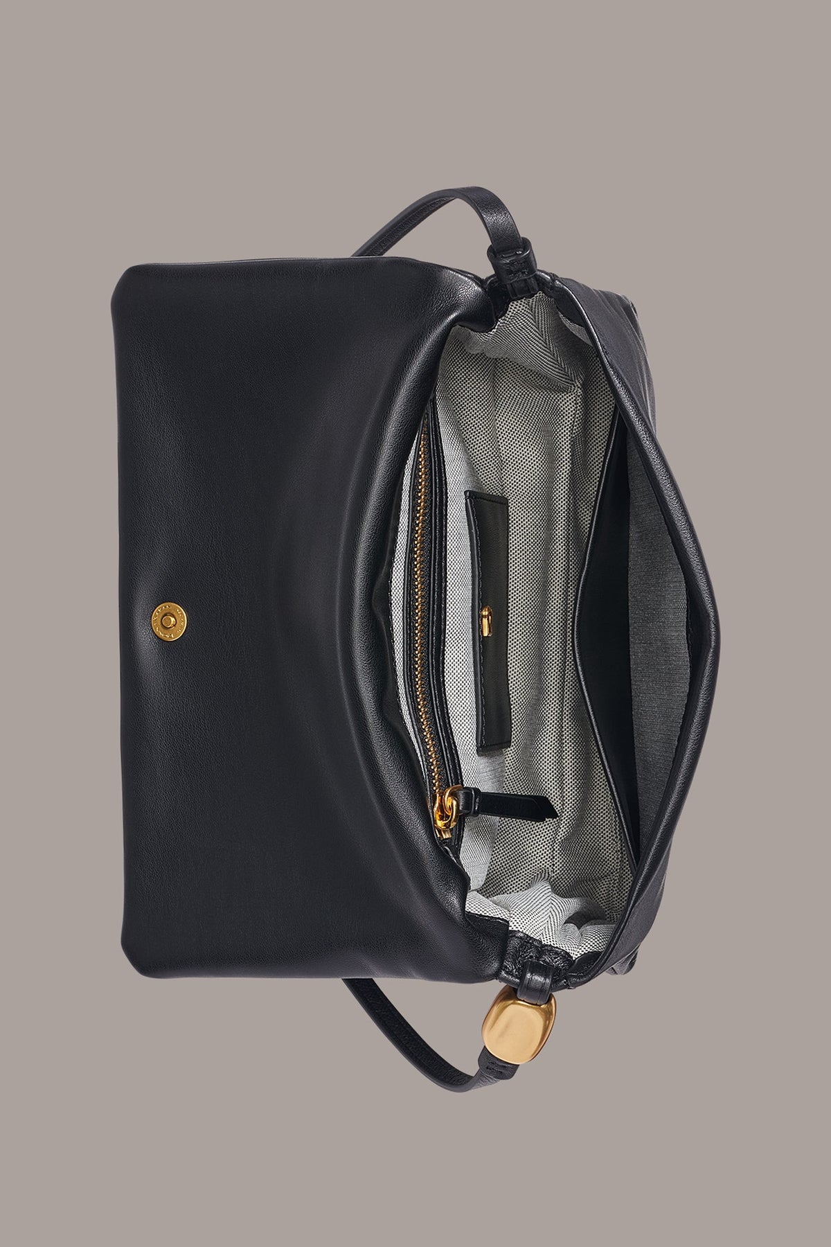 VELVET LEATHER FLAP SHOULDER BAG