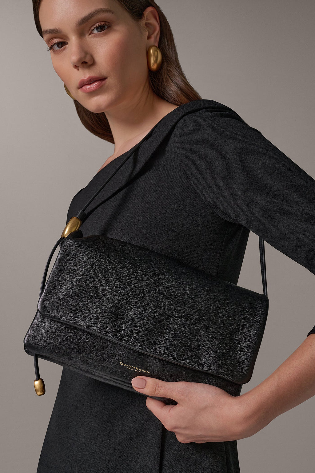 VELVET LEATHER FLAP SHOULDER BAG