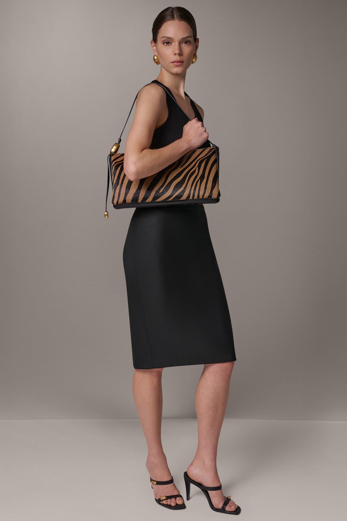 VELVET ZEBRA CALF HAIR SHOULDER BAG