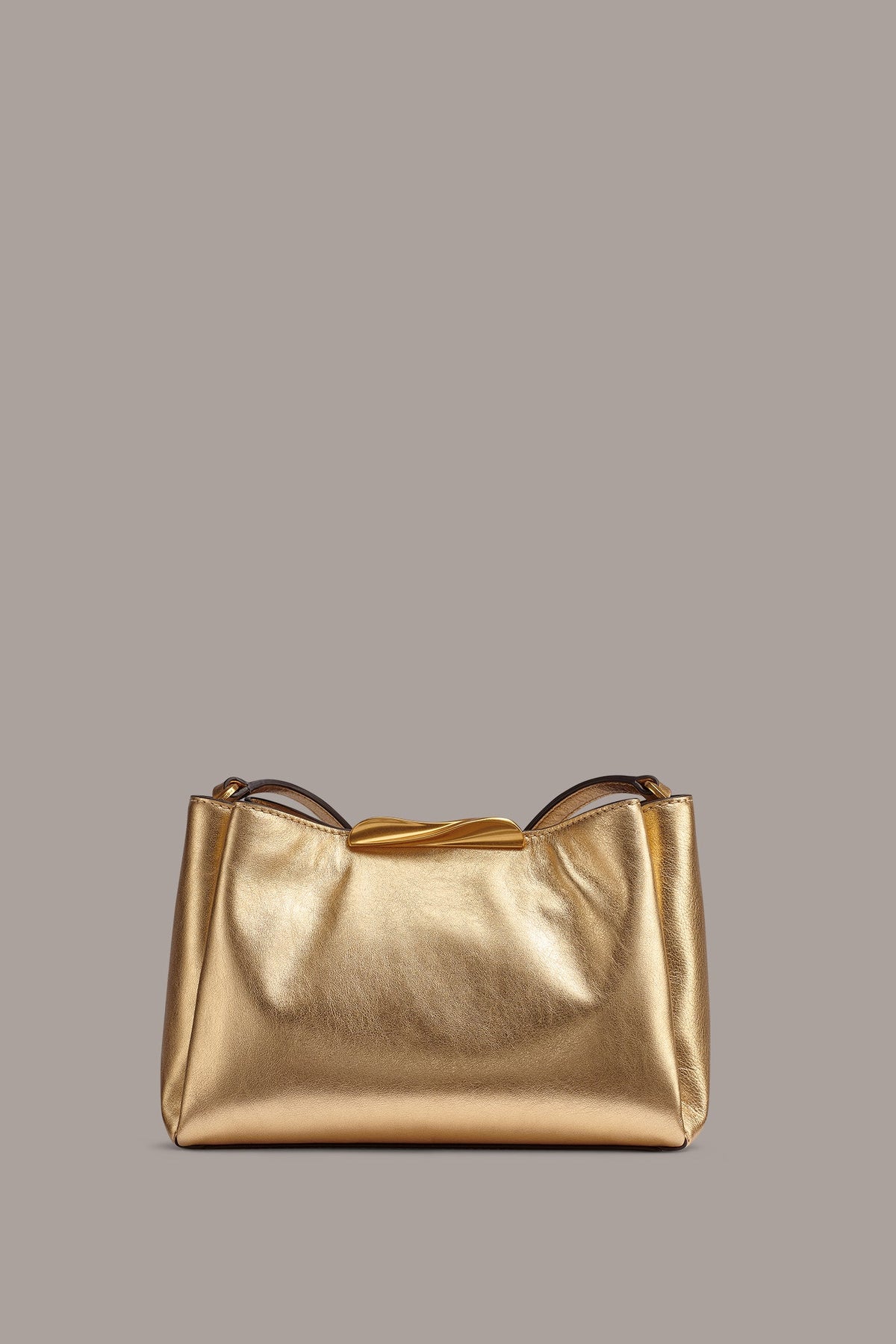 POPLIN METALLIC LEATHER CROSSBODY BAG