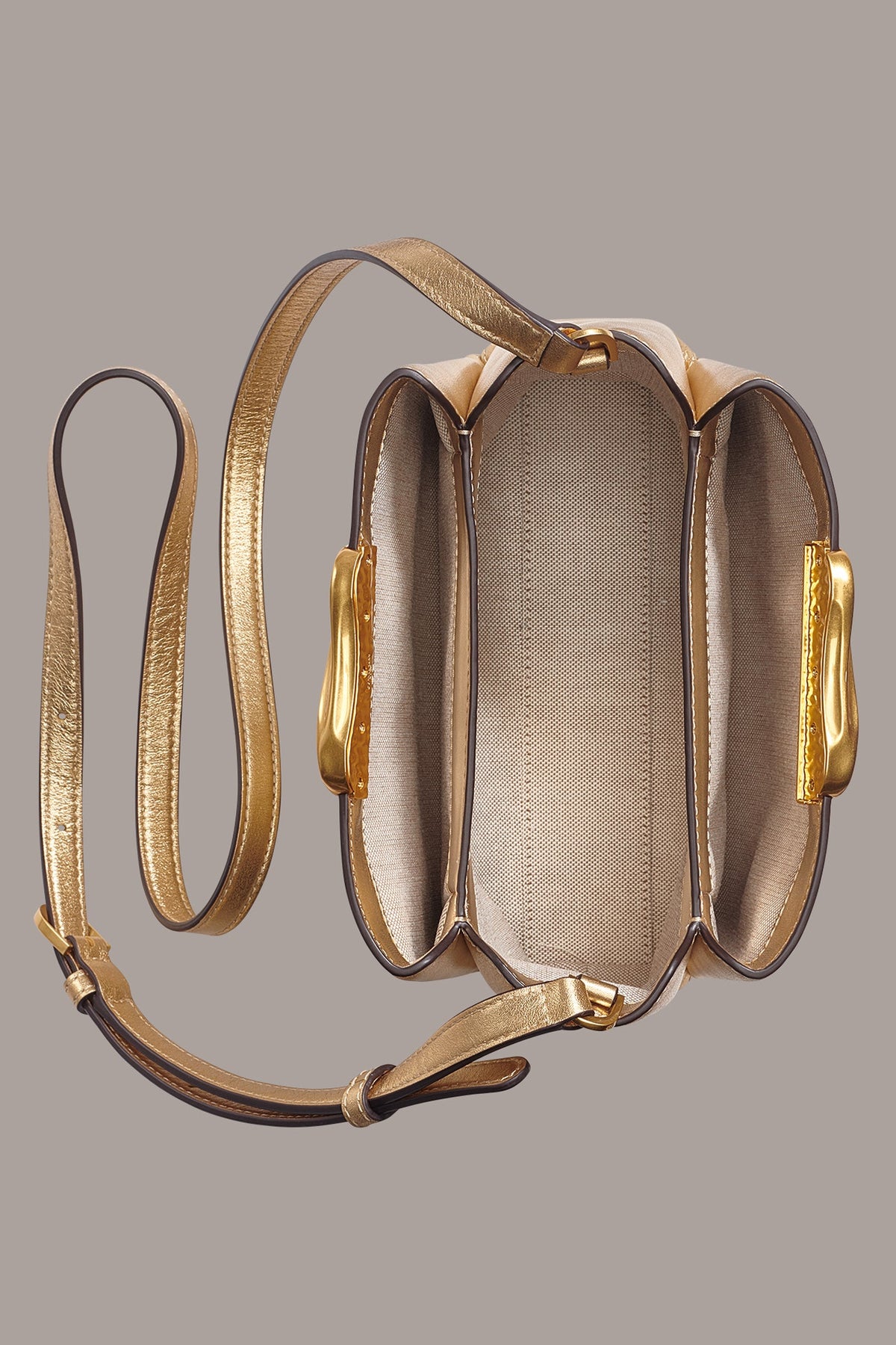 POPLIN METALLIC LEATHER CROSSBODY BAG