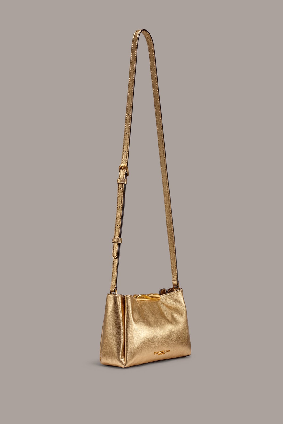 POPLIN METALLIC LEATHER CROSSBODY BAG