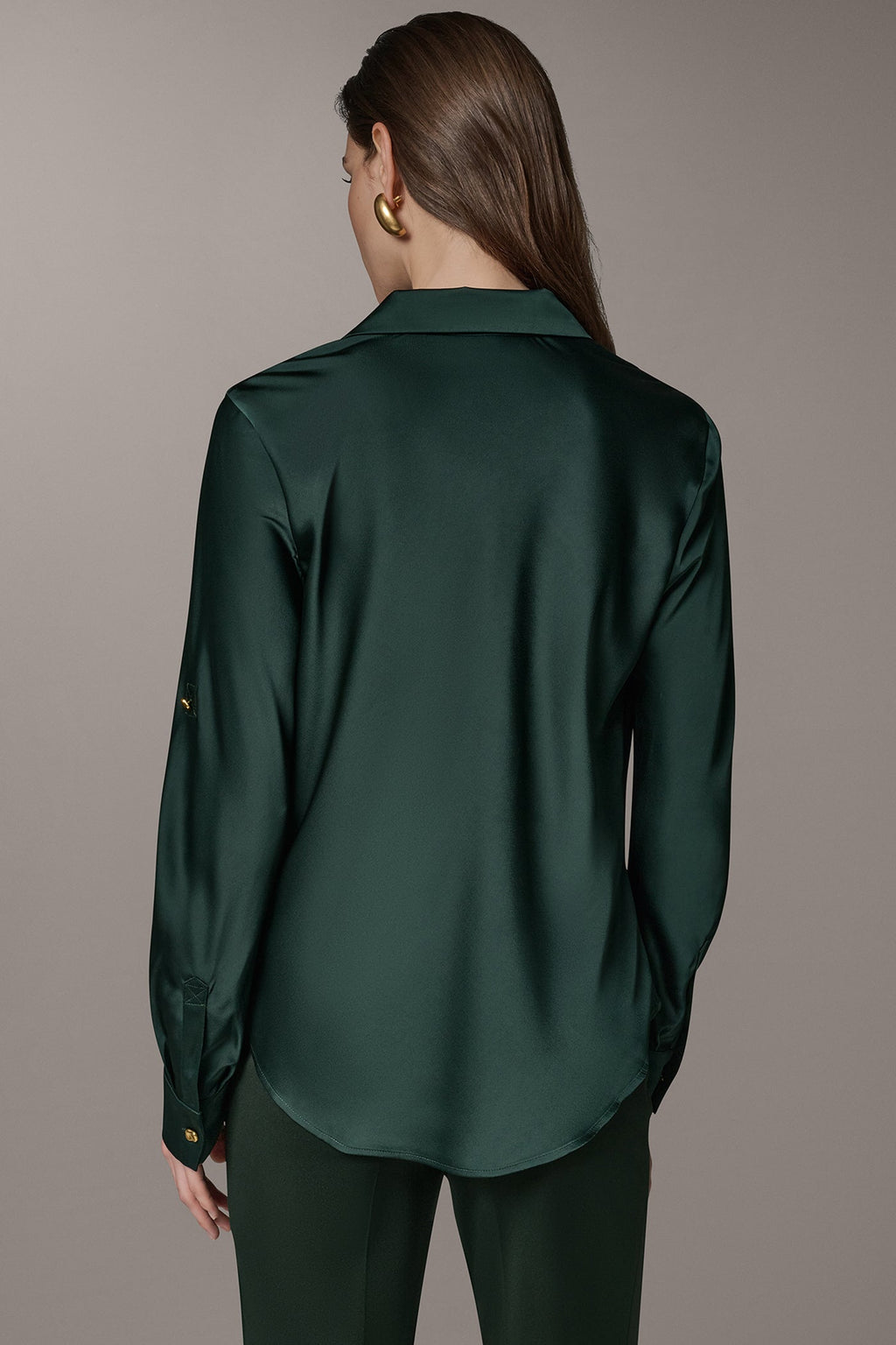 ROLL SLEEVE COWL NECK BLOUSE