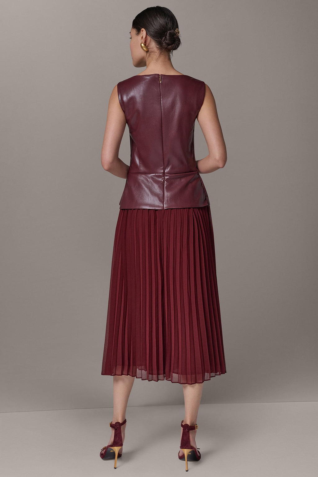 BOATNECK MIXED MEDIA MIDI DRESS