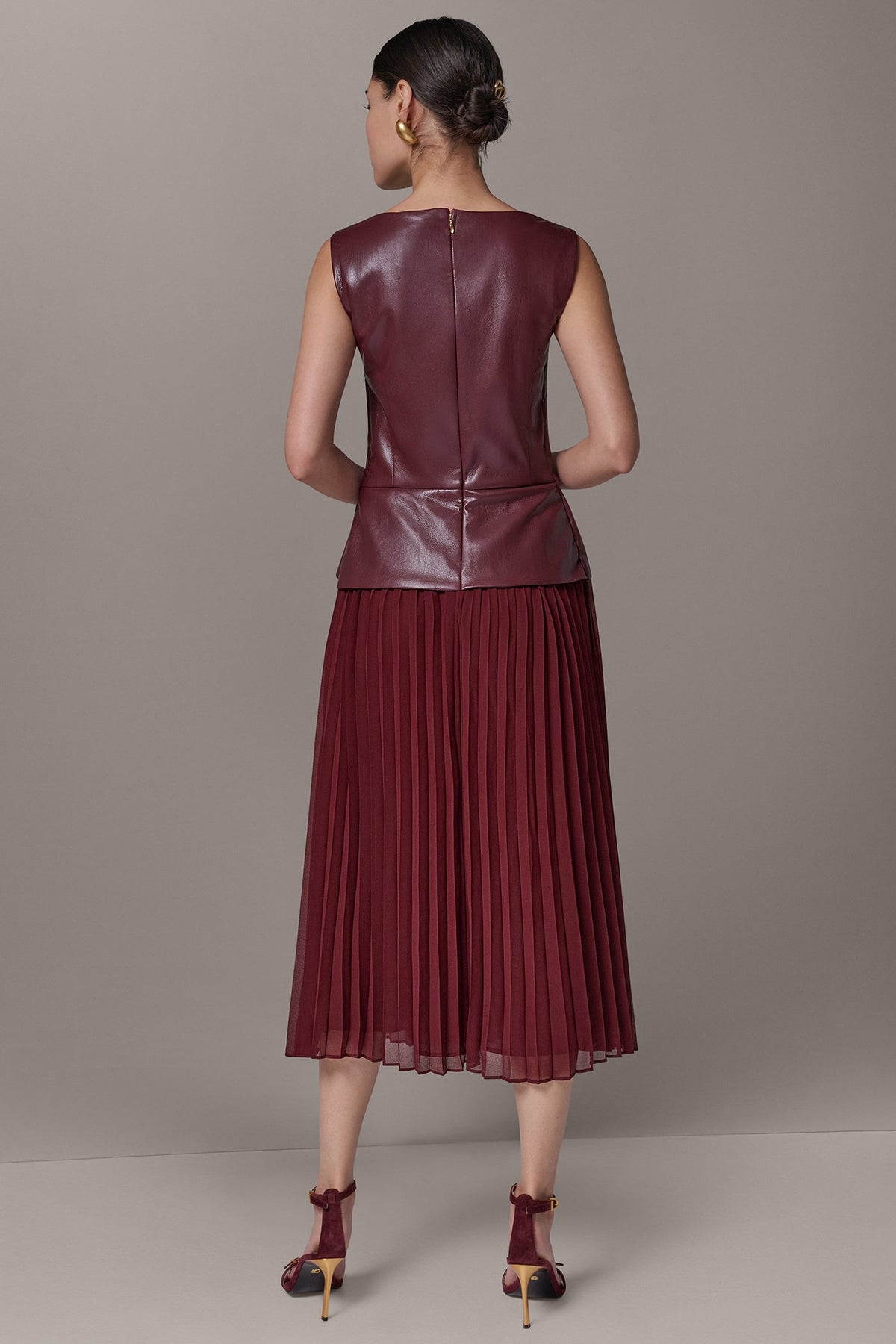 BOATNECK MIXED MEDIA MIDI DRESS
