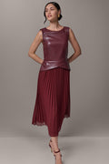 BOATNECK MIXED MEDIA MIDI DRESS
