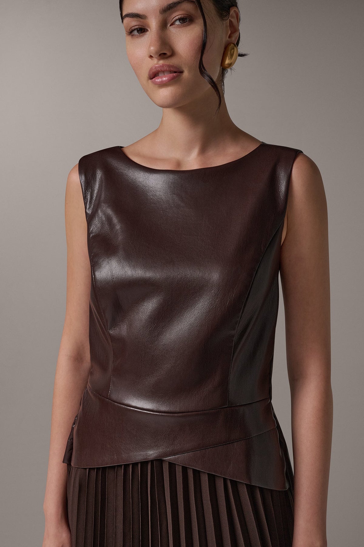 BOATNECK MIXED MEDIA MIDI DRESS