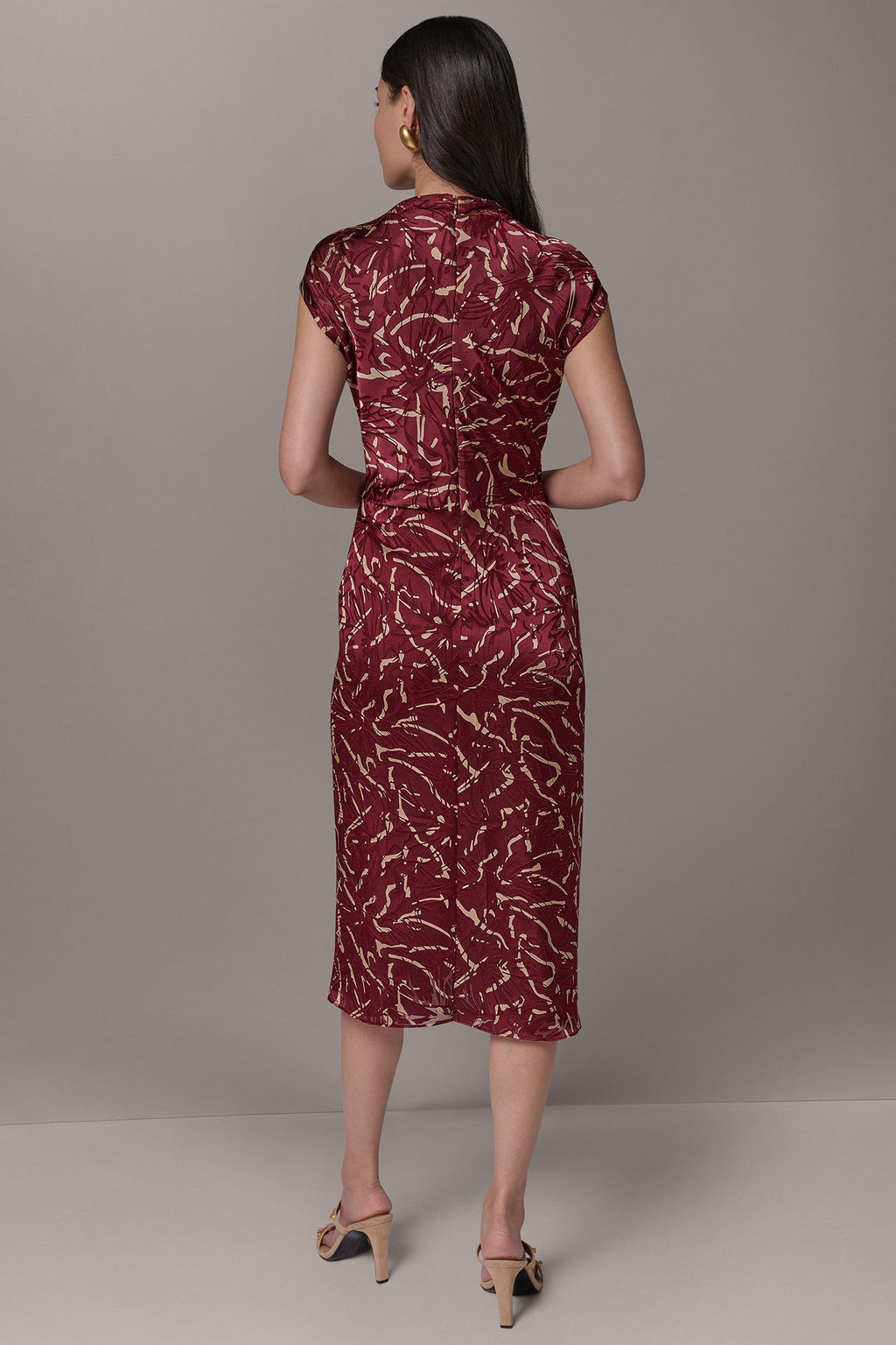 BURNOUT CINCH WAIST MIDI DRESS