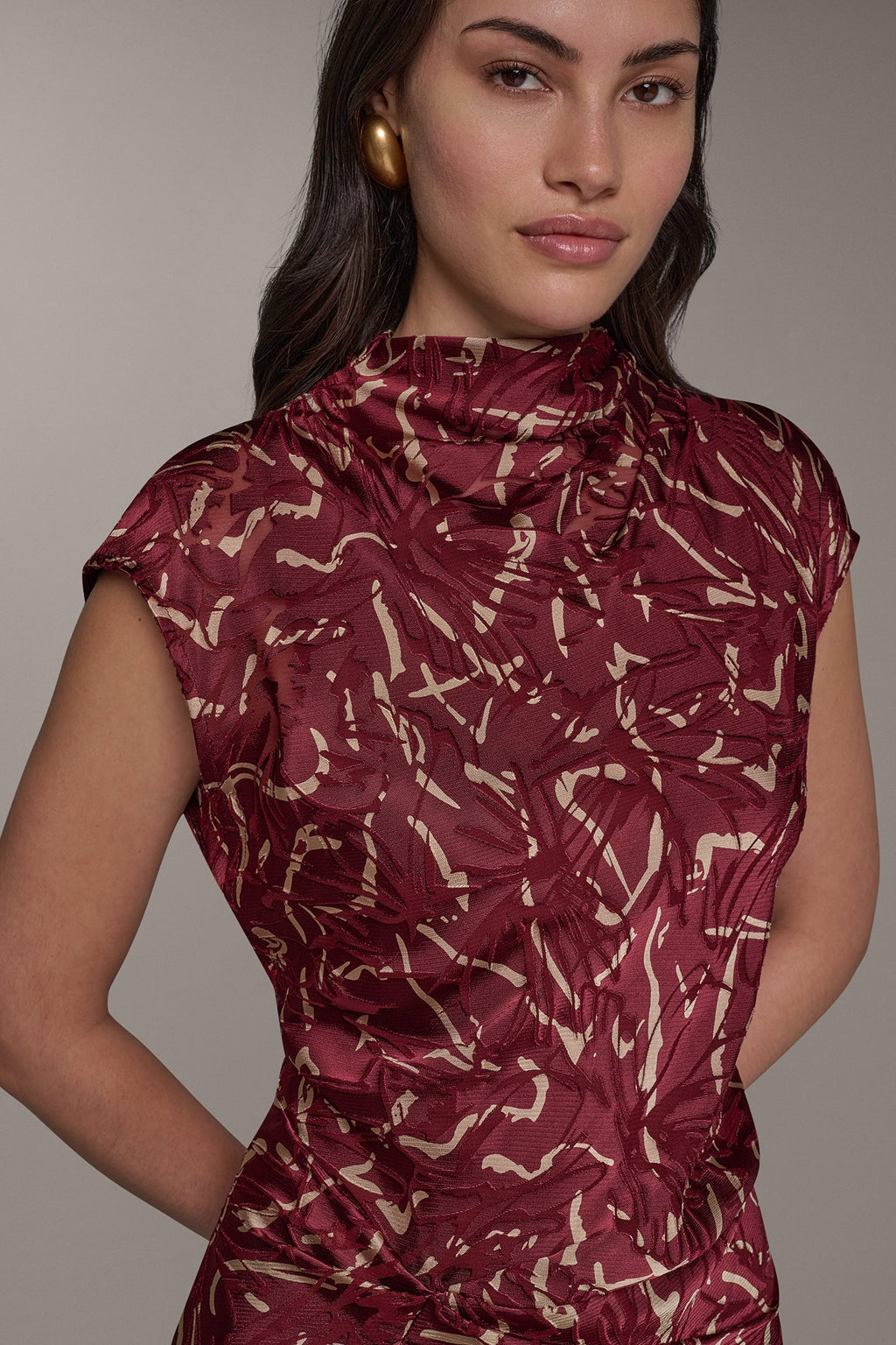 BURNOUT CINCH WAIST MIDI DRESS