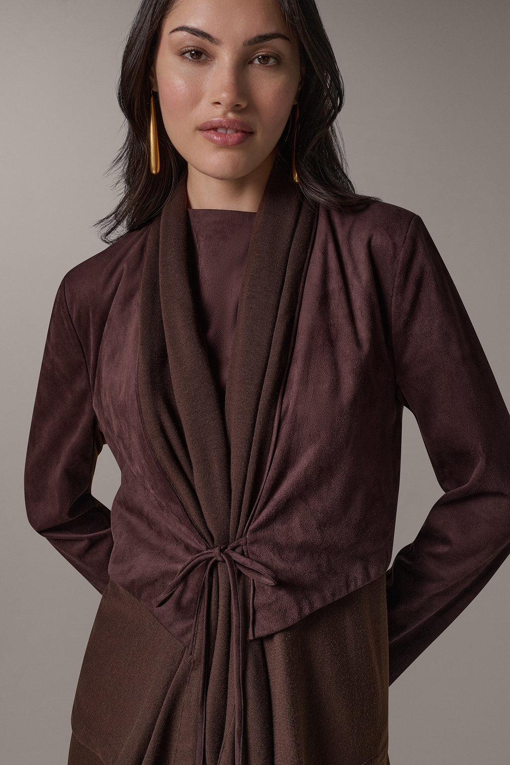 OPEN FRONT MIXED MEDIA JACKET