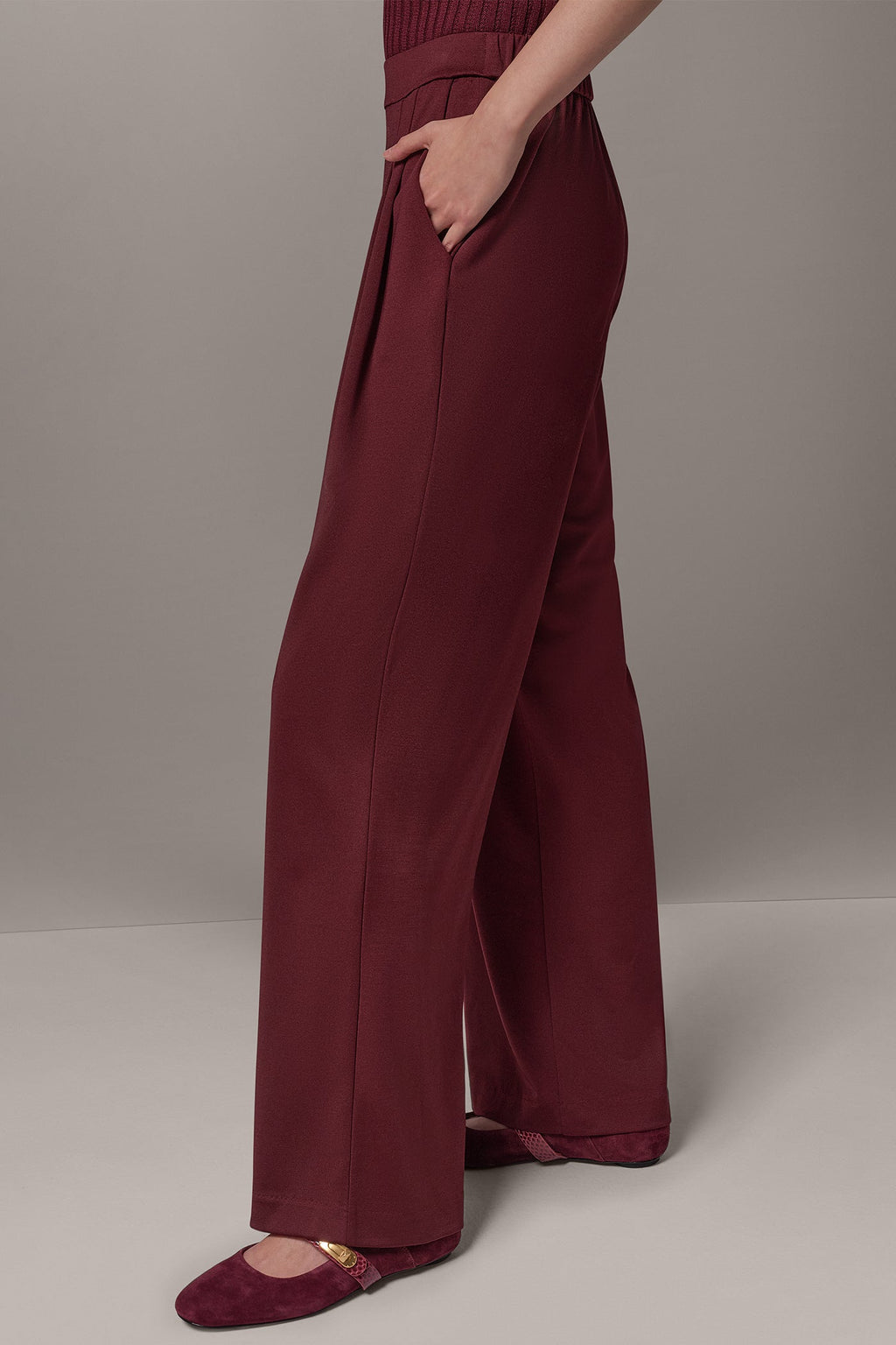 MID-RISE CRINKLE SATIN WIDE-LEG PANT