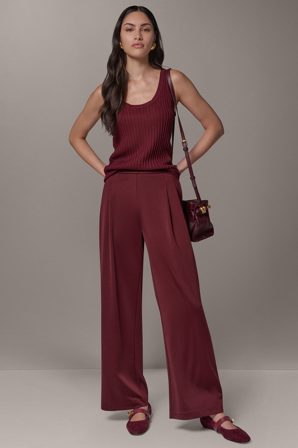 MID-RISE CRINKLE SATIN WIDE-LEG PANT
