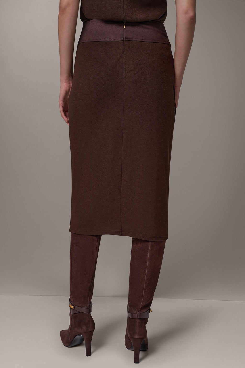 WRAP-EFFECT MIXED-MEDIA SKIRT