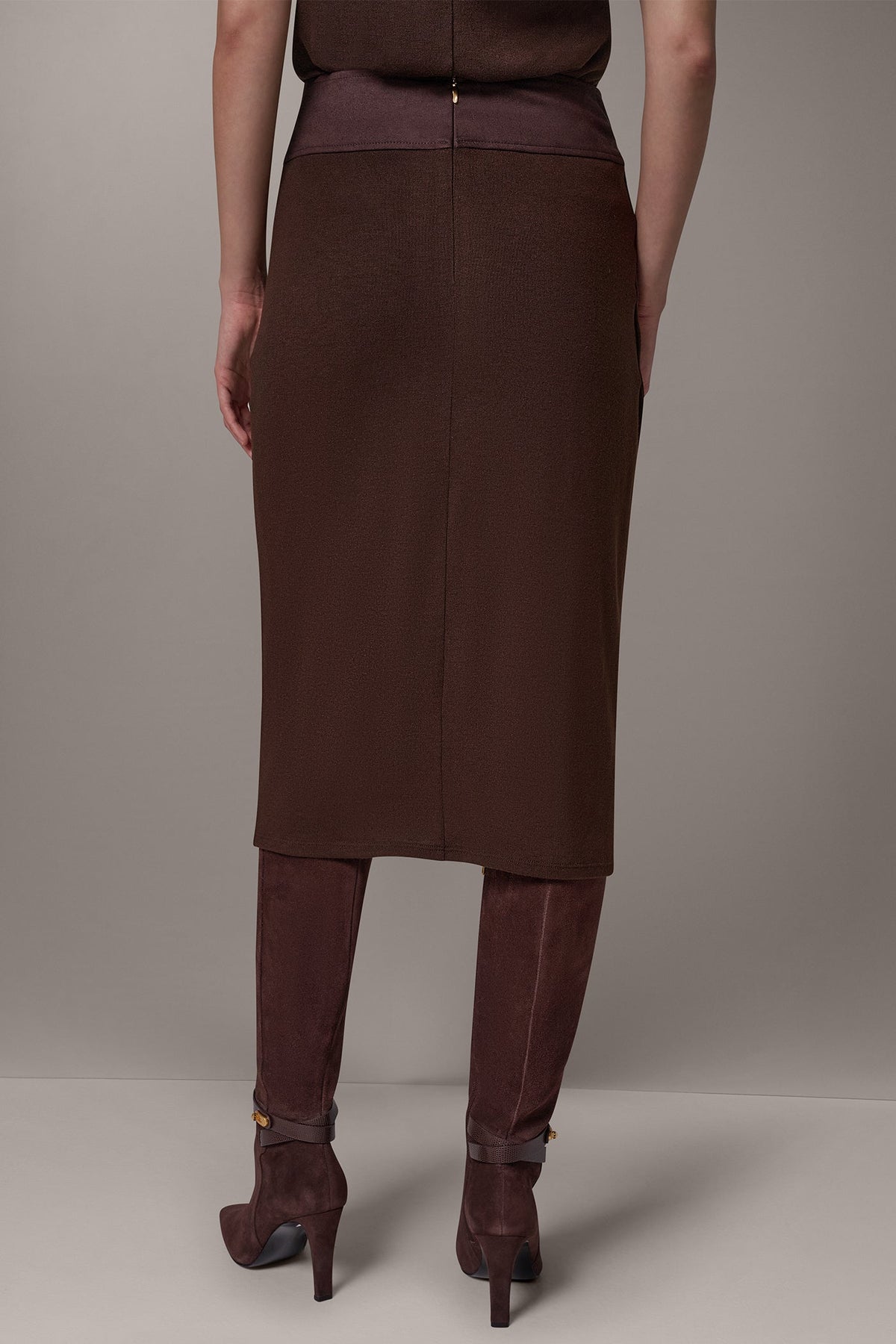 WRAP-EFFECT MIXED-MEDIA SKIRT