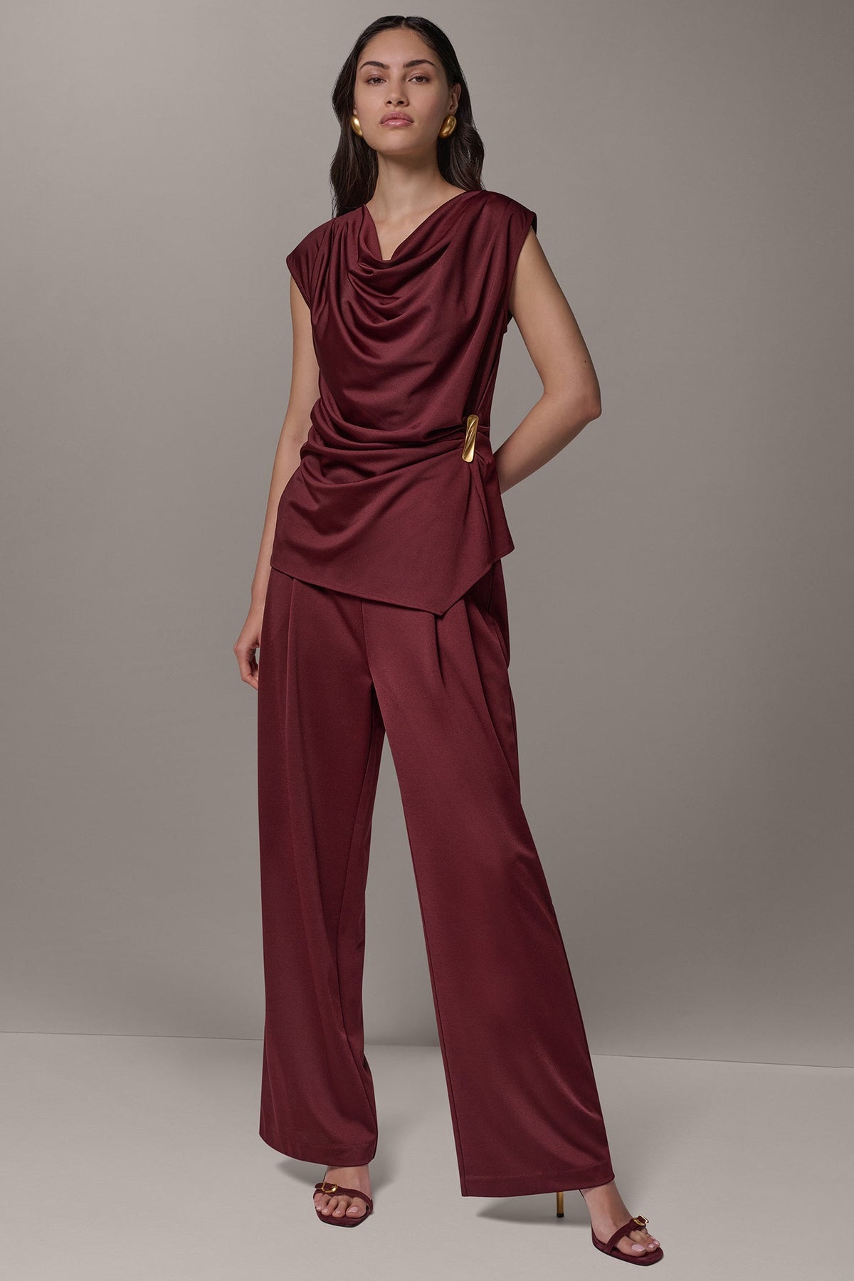 ASYMMETRIC MIXED MEDIA BLOUSE