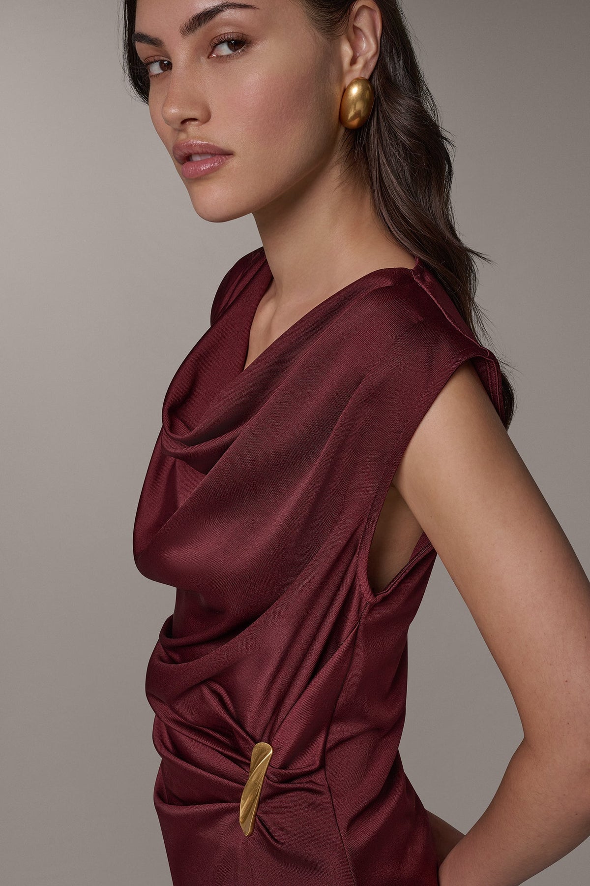 ASYMMETRIC MIXED MEDIA BLOUSE