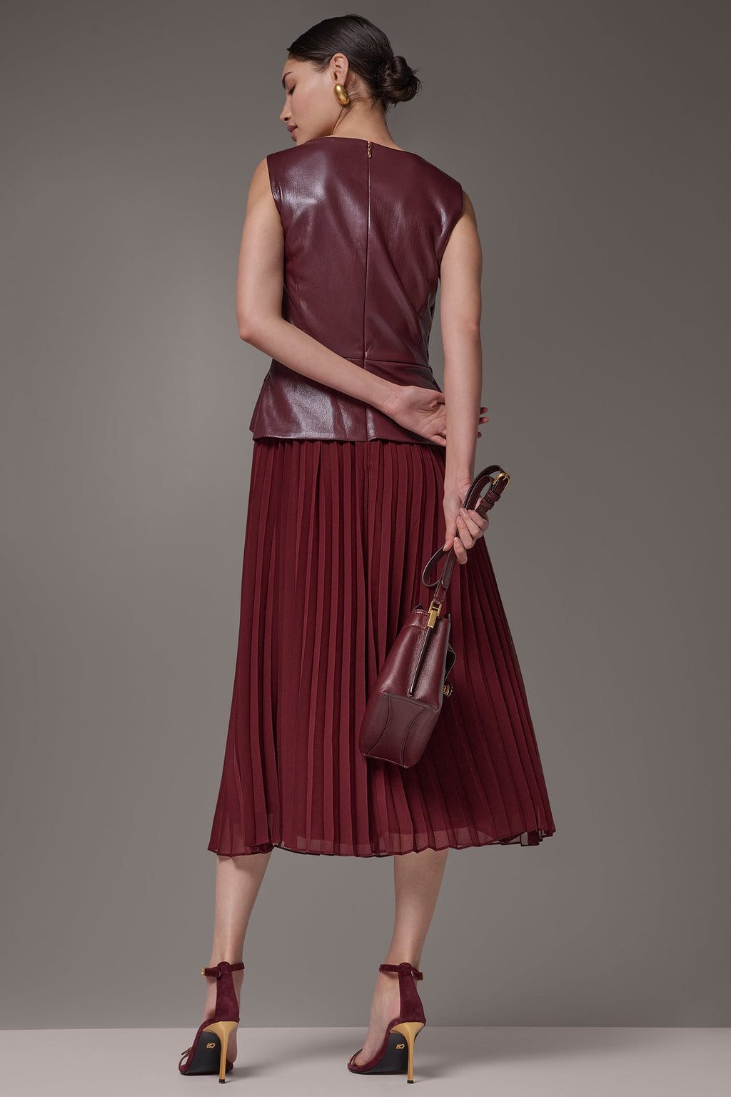 BOATNECK MIXED MEDIA MIDI DRESS