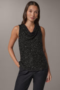 SEQUIN HIGH COWL NECK TOP