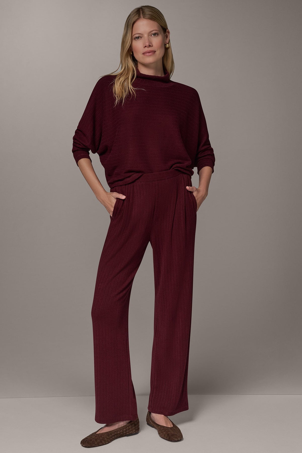 MID-RISE RIB-KNIT PULL-ON PANT