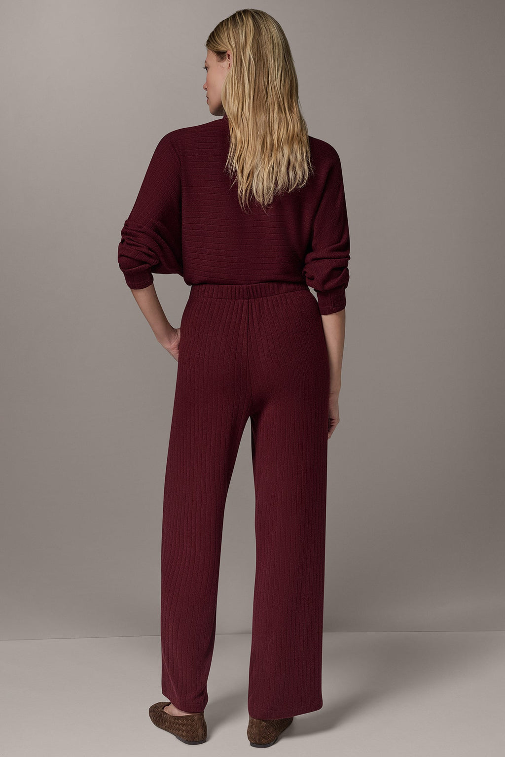 MID-RISE RIB-KNIT PULL-ON PANT