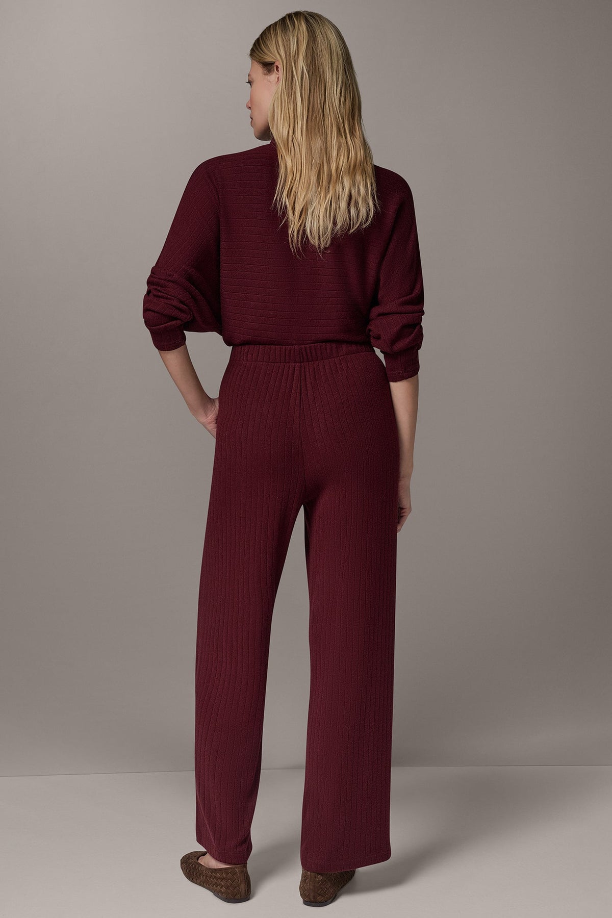 MID-RISE RIB-KNIT PULL-ON PANT