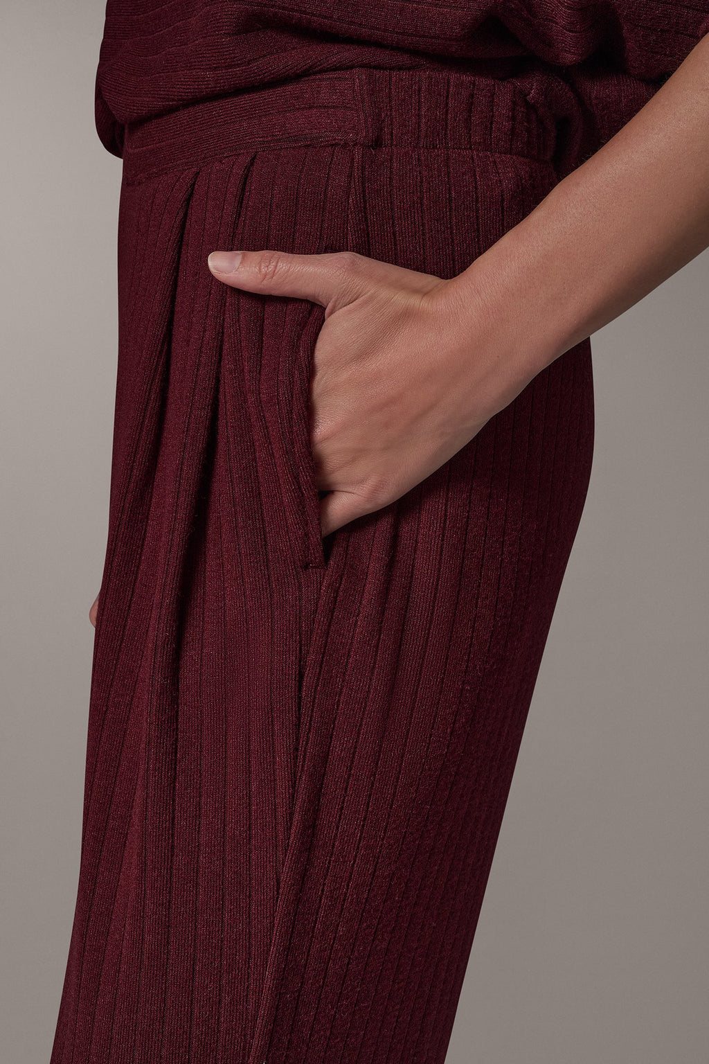 MID-RISE RIB-KNIT PULL-ON PANT