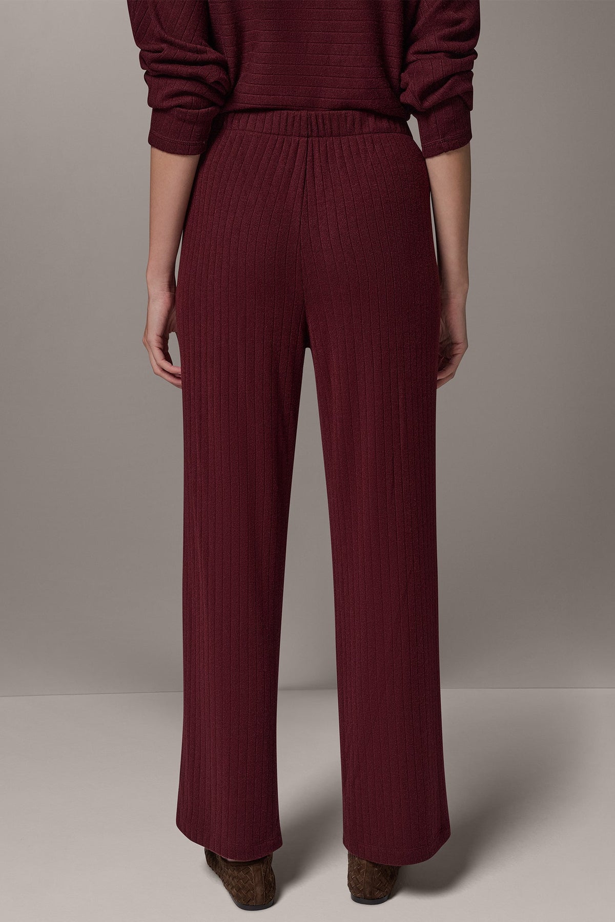 MID-RISE RIB-KNIT PULL-ON PANT
