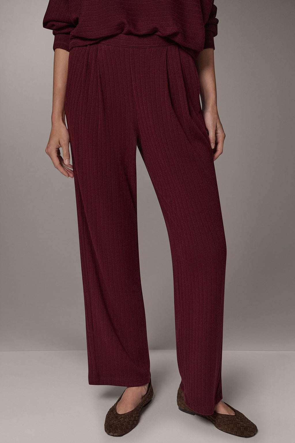 MID-RISE RIB-KNIT PULL-ON PANT
