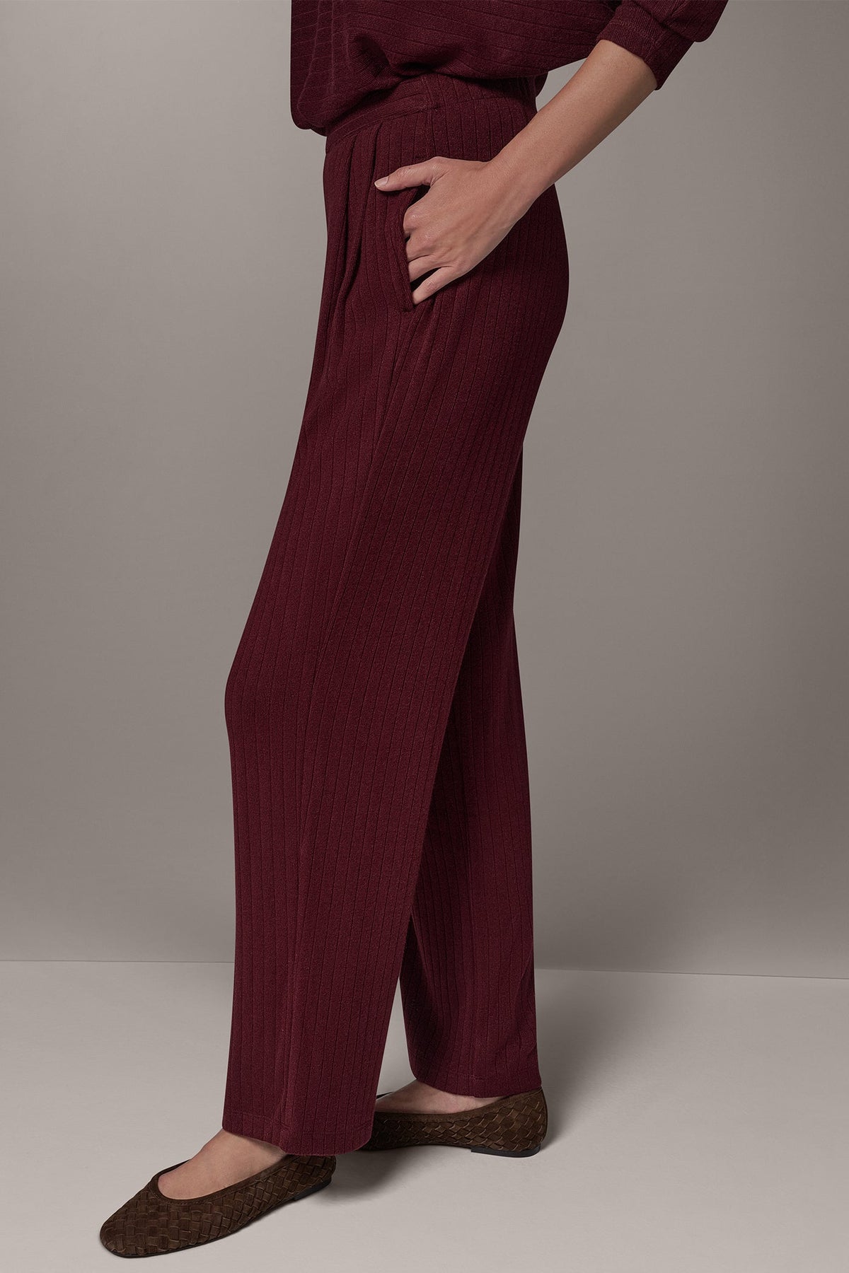 MID-RISE RIB-KNIT PULL-ON PANT