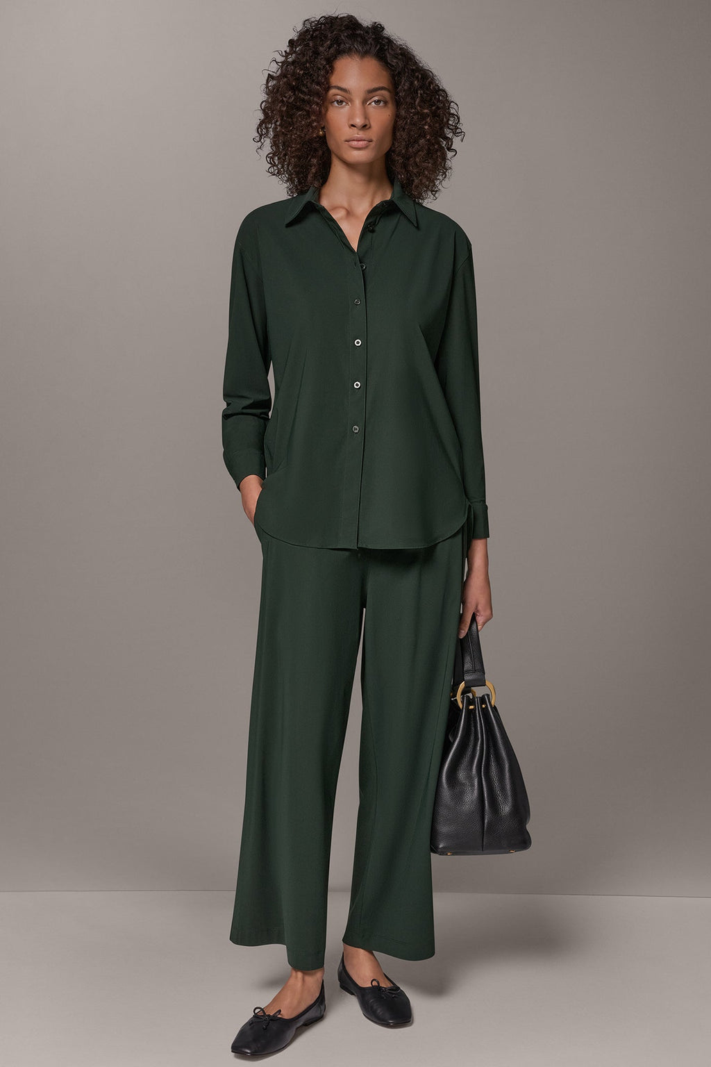 BLOUSON SLEEVE BUTTON FRONT TOP