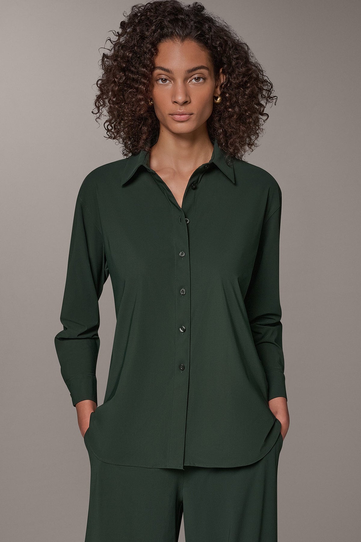BLOUSON SLEEVE BUTTON FRONT TOP