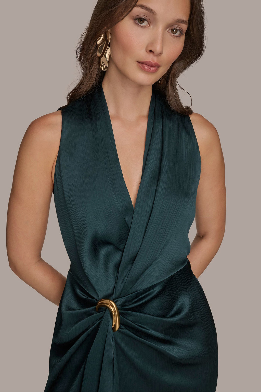 V-NECK MAXI WRAP DRESS