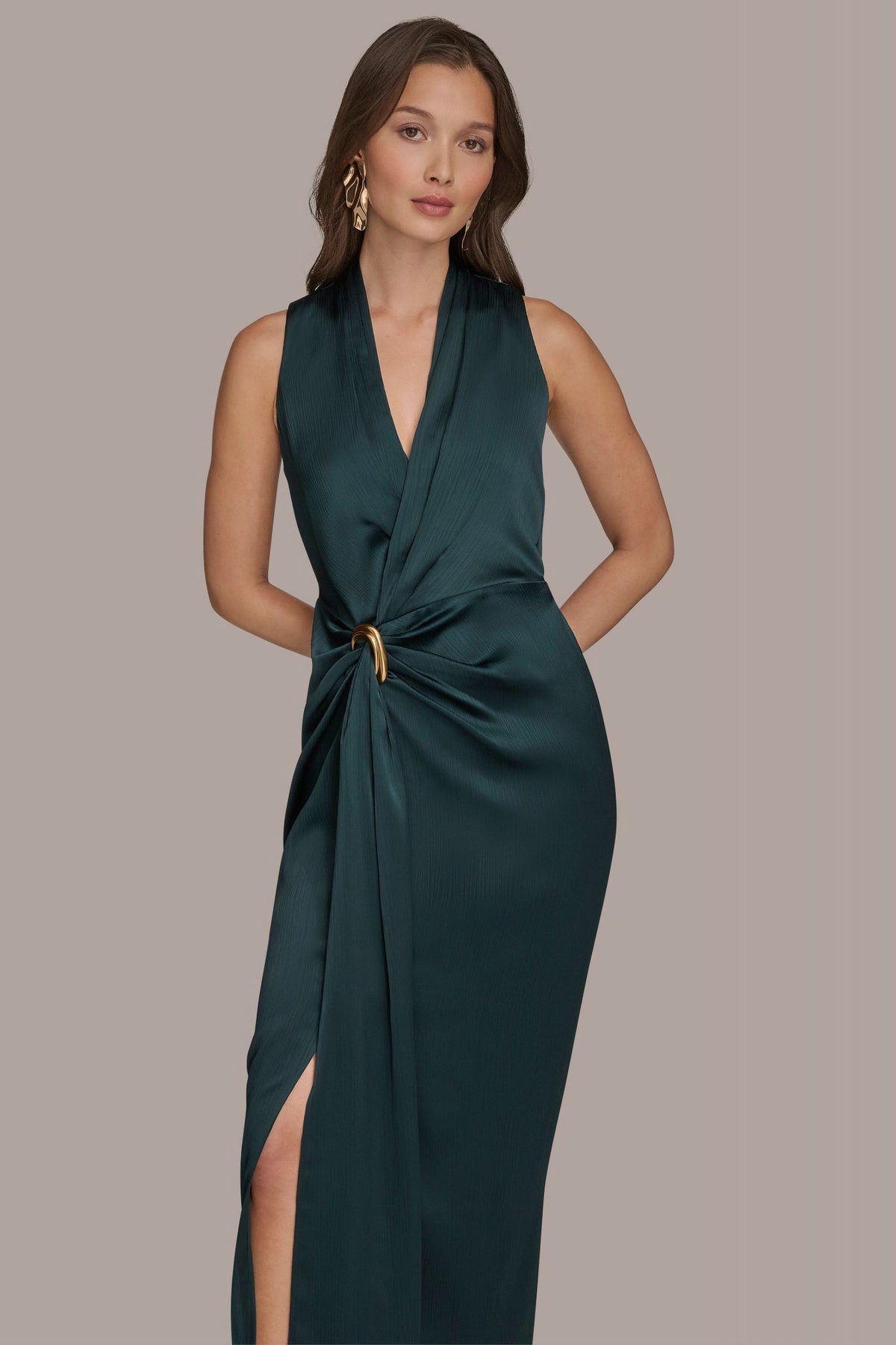 V-NECK MAXI WRAP DRESS