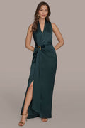 V-NECK MAXI WRAP DRESS