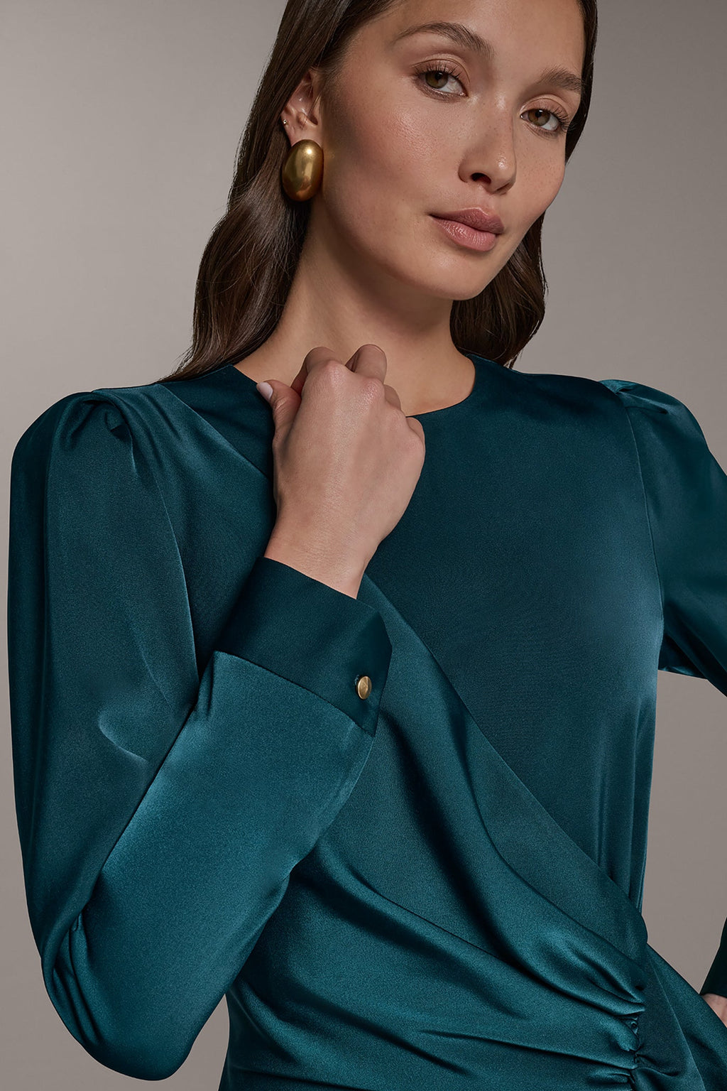CASCADE RUFFLE MIDI DRESS