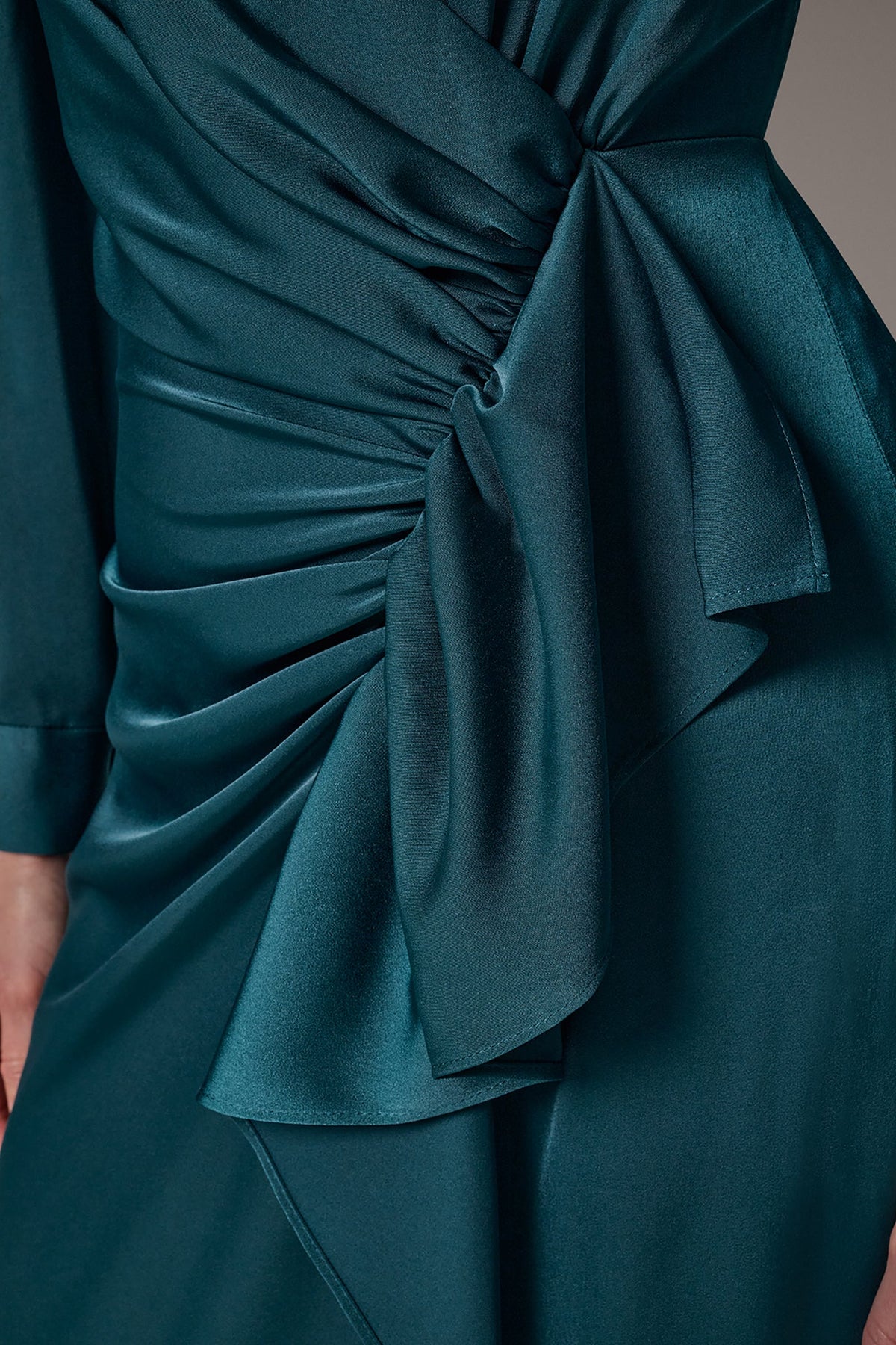 CASCADE RUFFLE MIDI DRESS