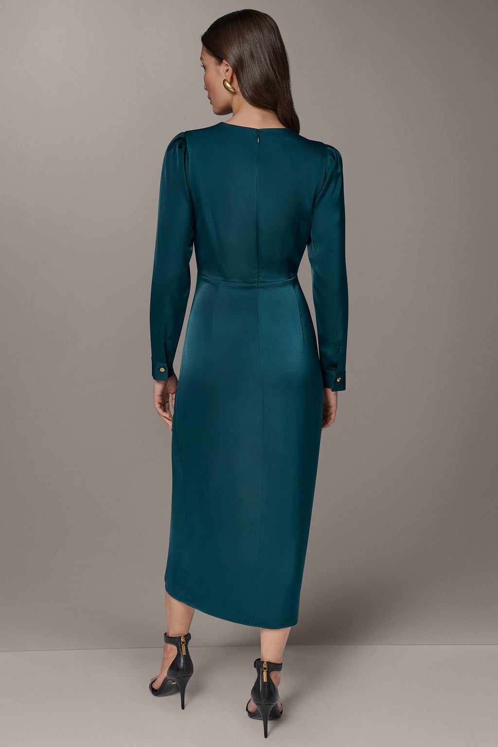 CASCADE RUFFLE MIDI DRESS