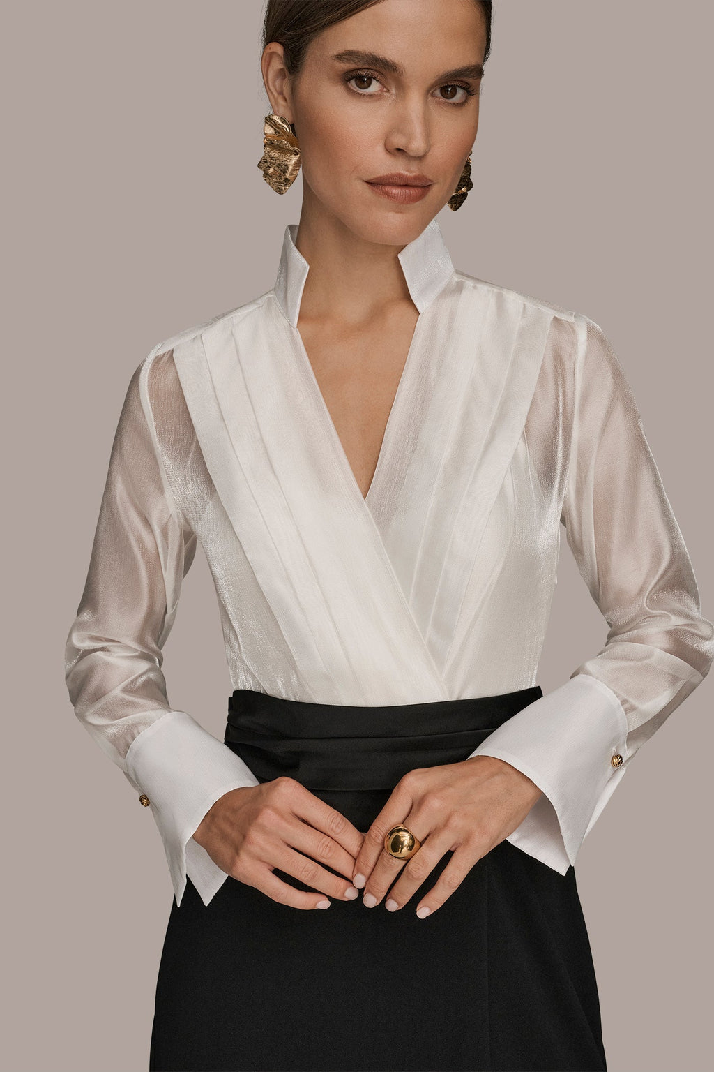 LAYERED WRAP-EFFECT GOWN