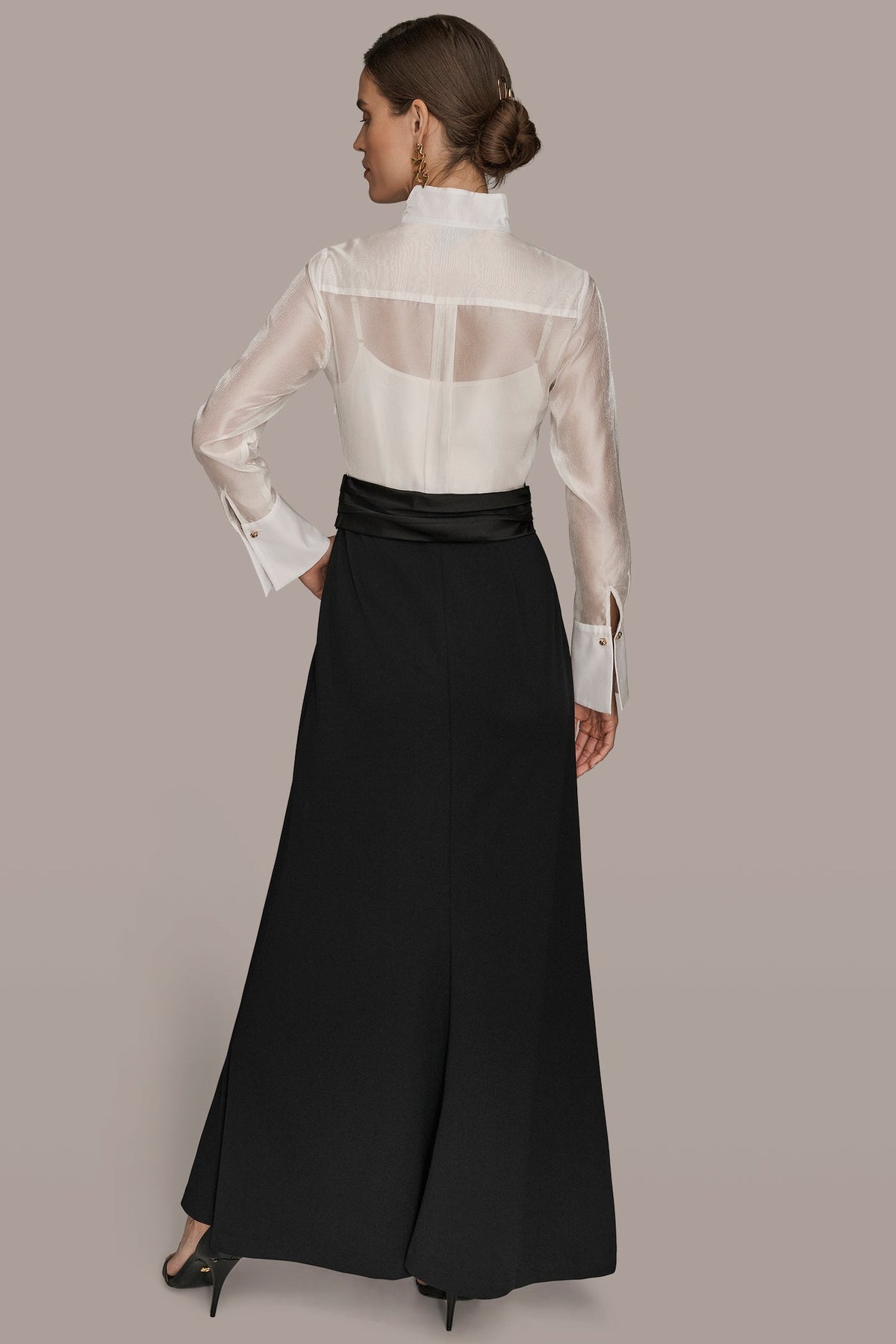 LAYERED WRAP-EFFECT GOWN