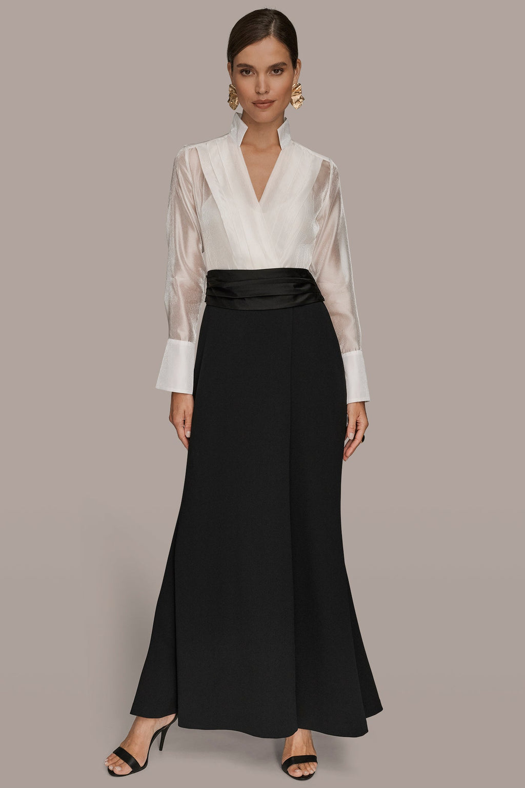 LAYERED WRAP-EFFECT GOWN