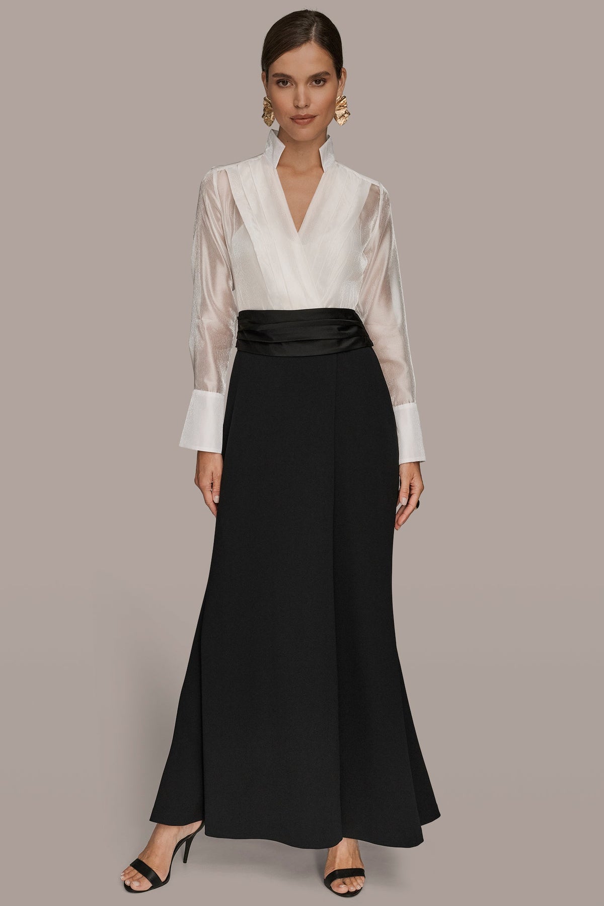 LAYERED WRAP-EFFECT GOWN