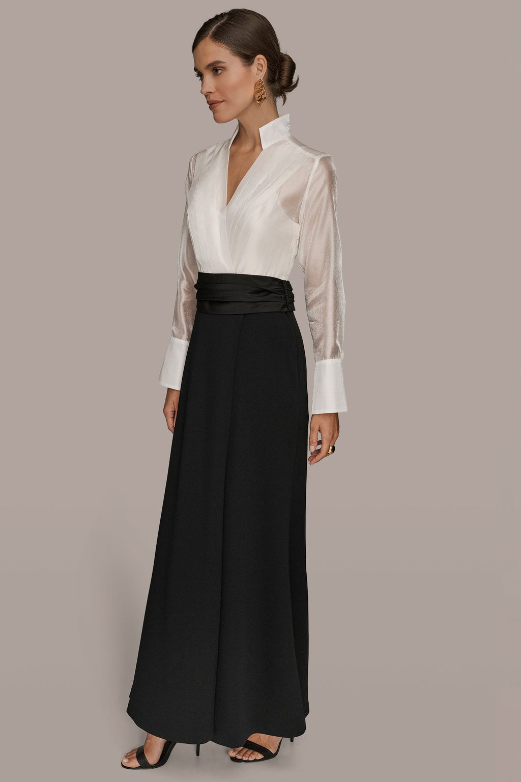 LAYERED WRAP-EFFECT GOWN