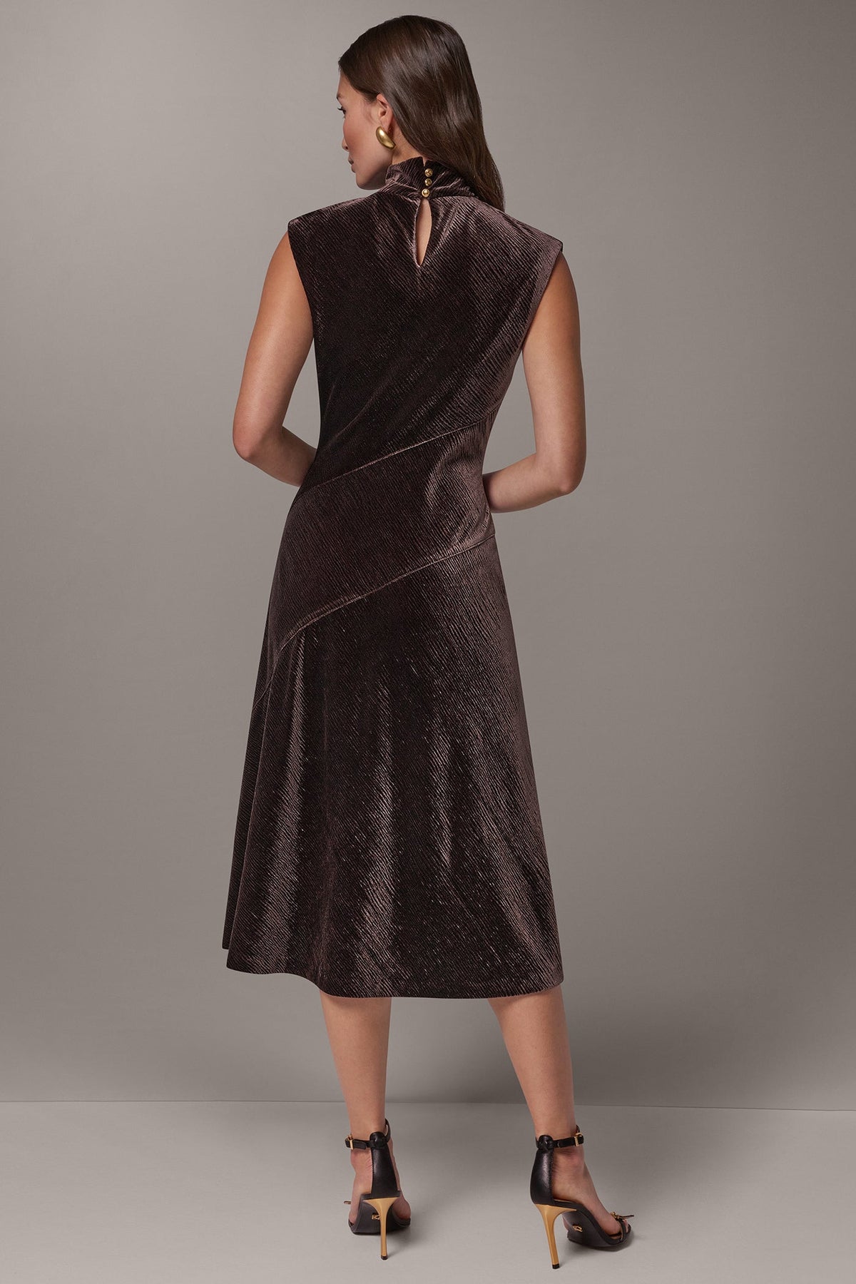 VELVET MOCK NECK MIDI DRESS